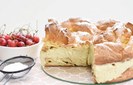 עוגת פחזנייה גדולה(Karpatka) וקרם מסקרפונה – פיסטוק